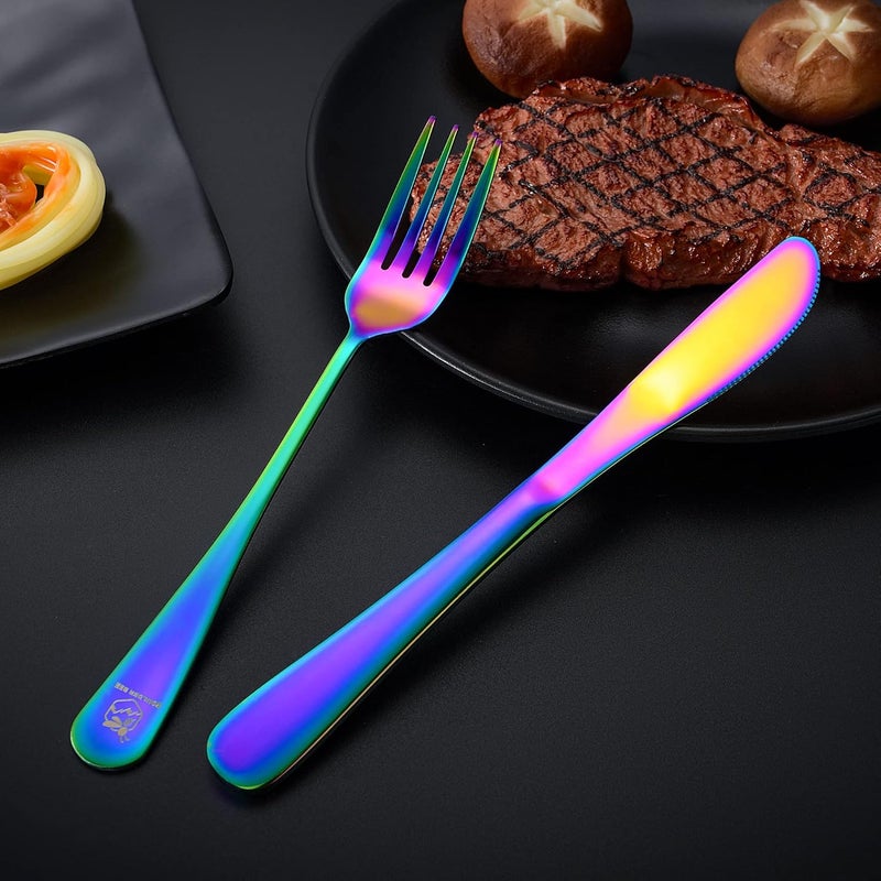 Boulder Bee | Travel Utensils Set | Reusable Camping Cutlery Set | Stainless Steel Flatware Set | Portable Silverware Set with Case | Includes Knife/Fork/Spoon/Straw/Cleaning Cloth/Case (Rainbow) - Image 3